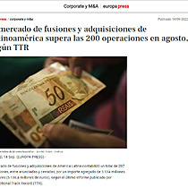 El mercado de fusiones y adquisiciones de Latinoamrica supera las 200 operaciones en agosto, segn TTR